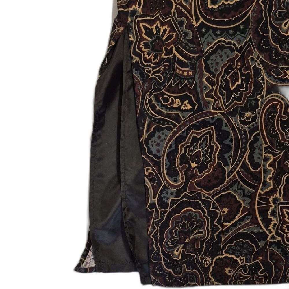 VTG Bice Paisley Midi Skirt 8P Nordstrom 90s Office Siren Dark Academia Brown - Picture 10 of 11